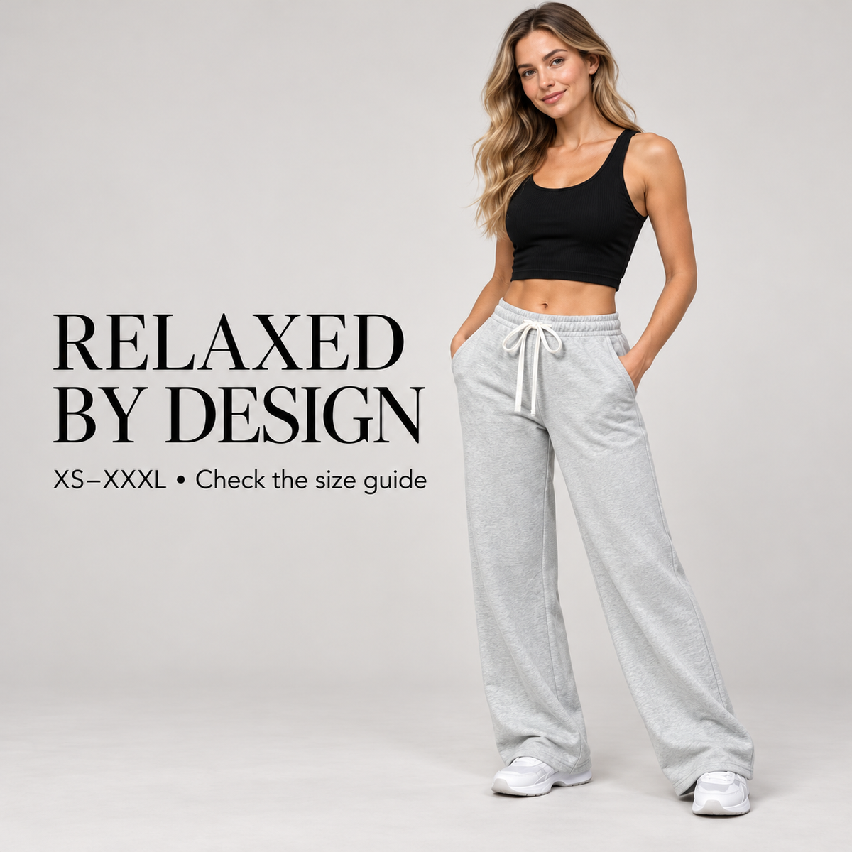 Available solid colors for fleece wide-leg pants