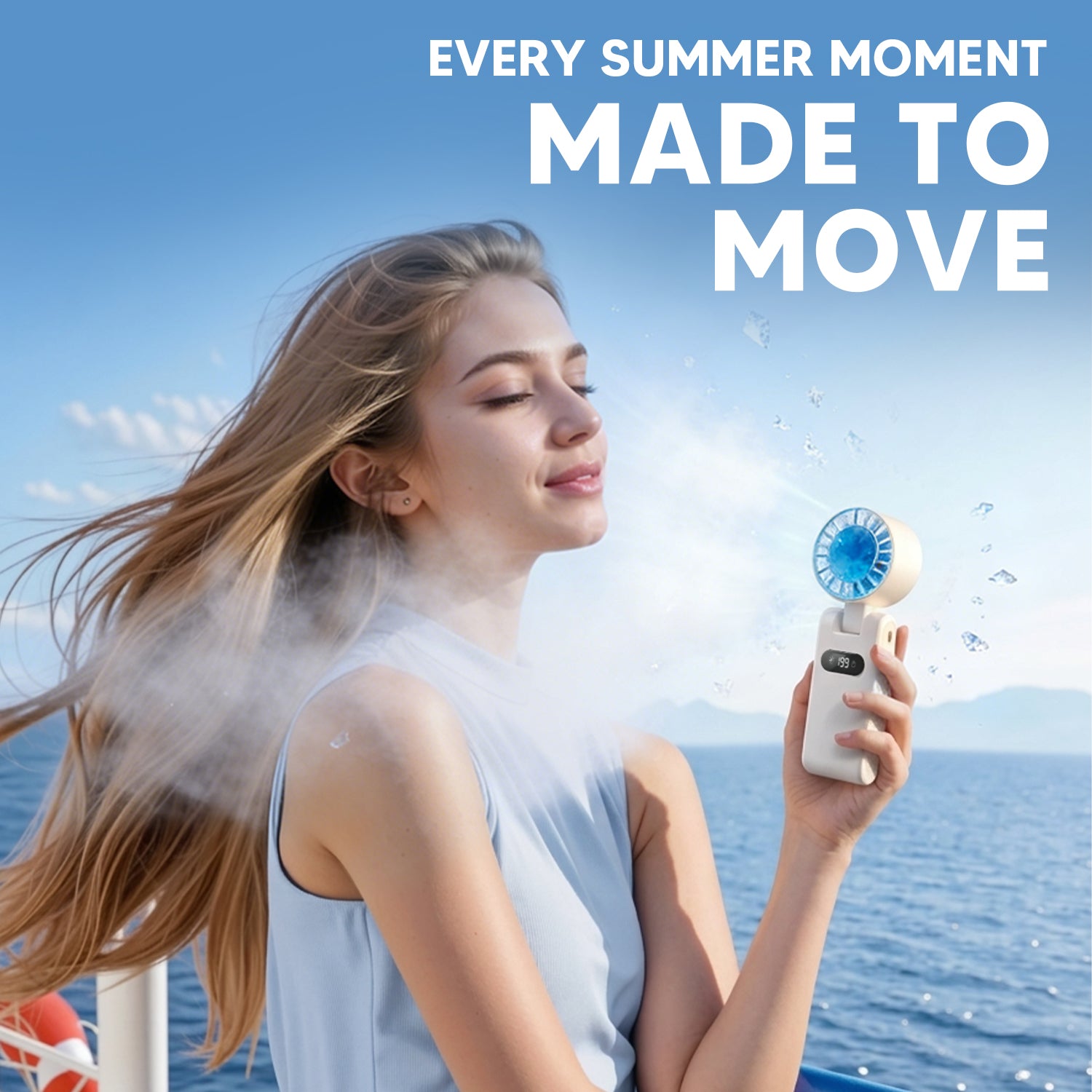 Portable Handheld Turbo Fan-Up to 15H Battery, Ice-Cooling Breeze