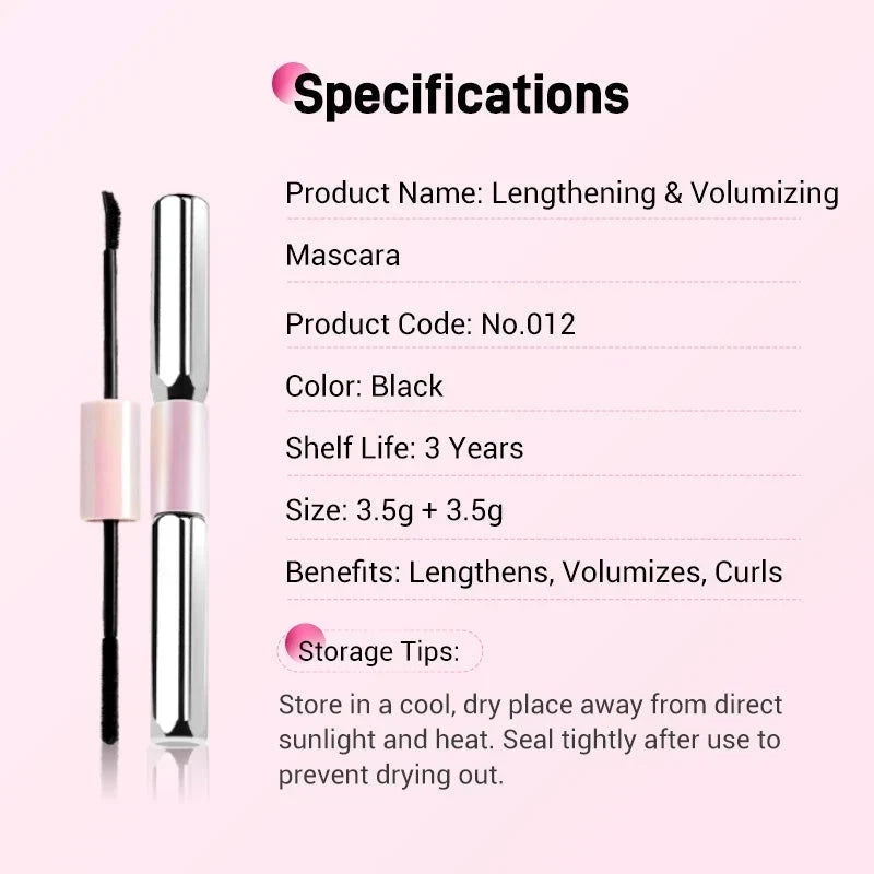 💕50% OFF 💕Double-Ended Waterproof Lengthening & Curling Mascara