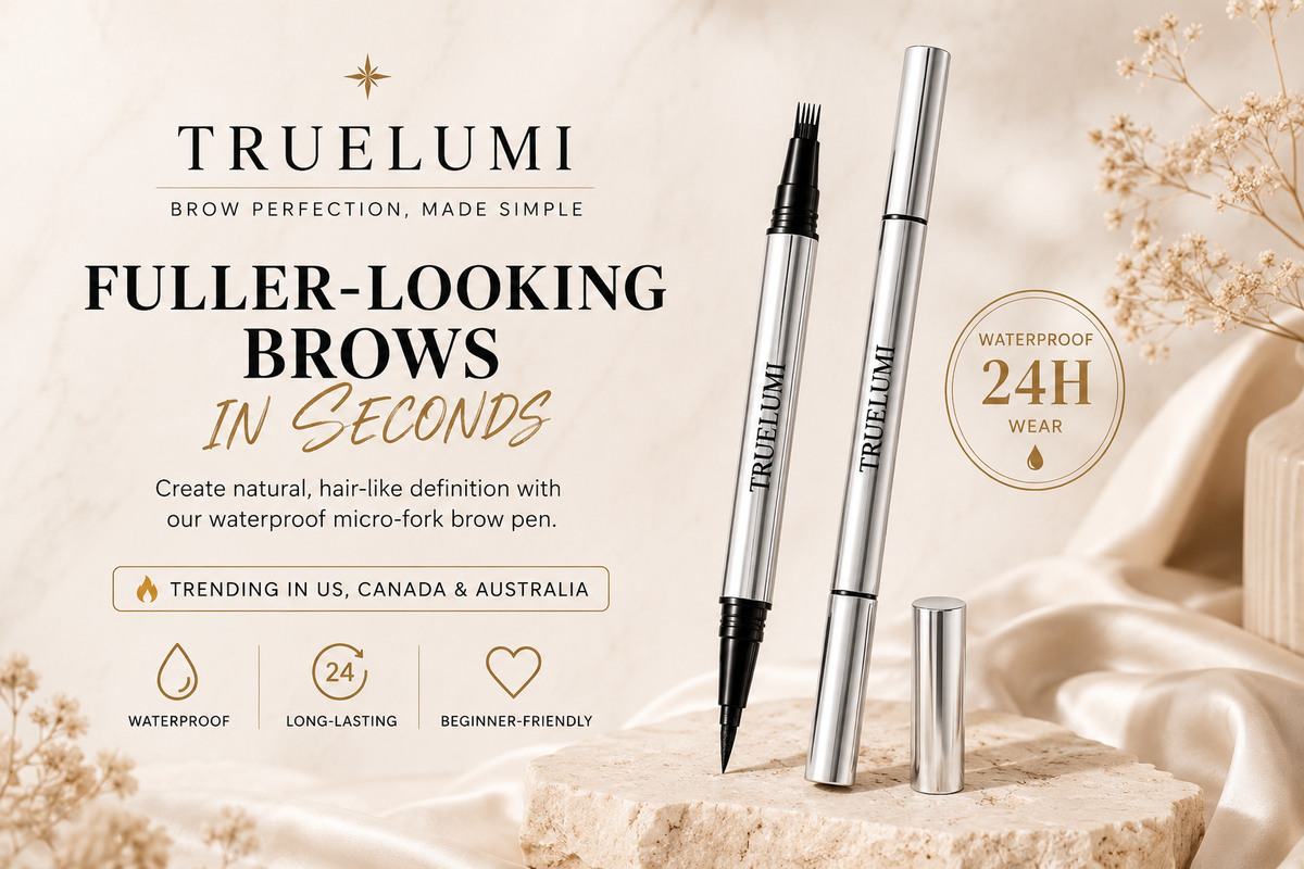 【Truelumi】 Original 4D Brush Tip Waterproof Microblading Eyebrow Pen, 2-in-1 Dual-Ended