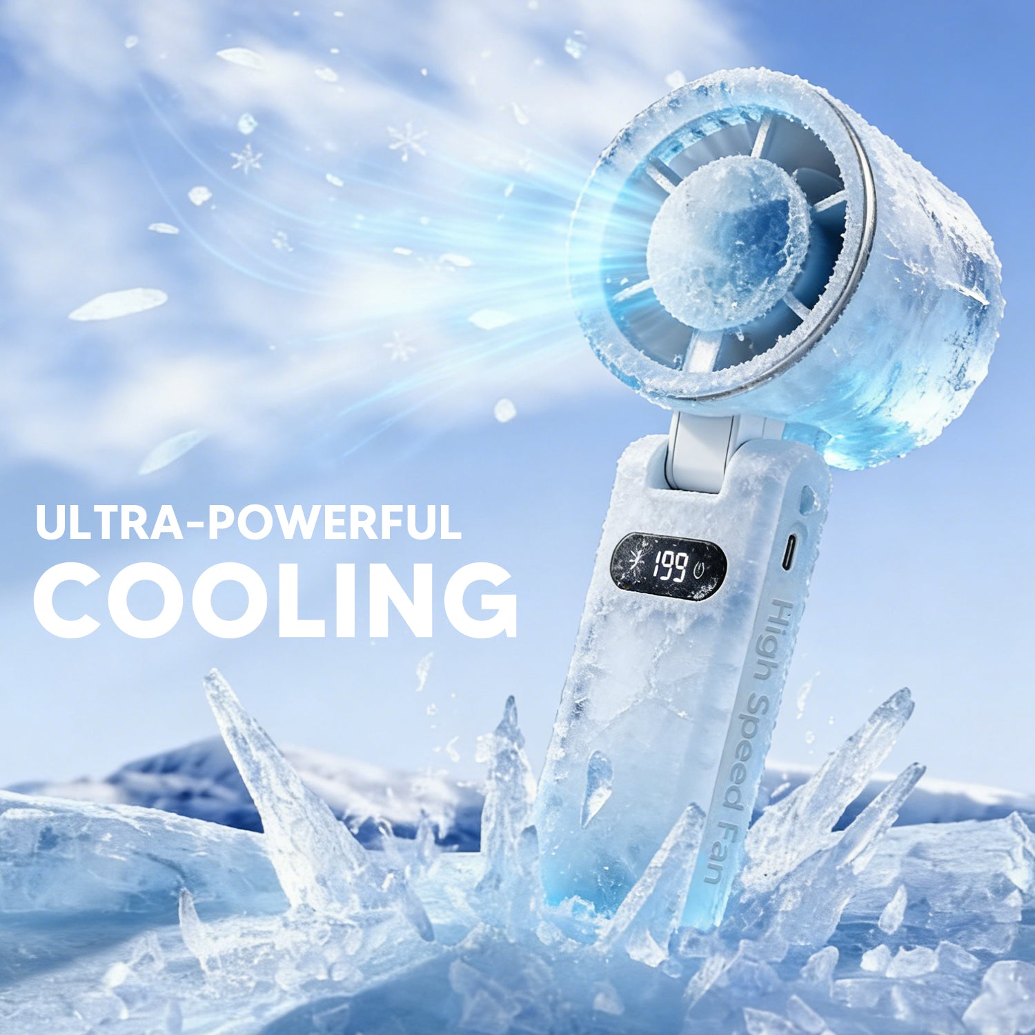 Portable Handheld Turbo Fan-Up to 15H Battery, Ice-Cooling Breeze