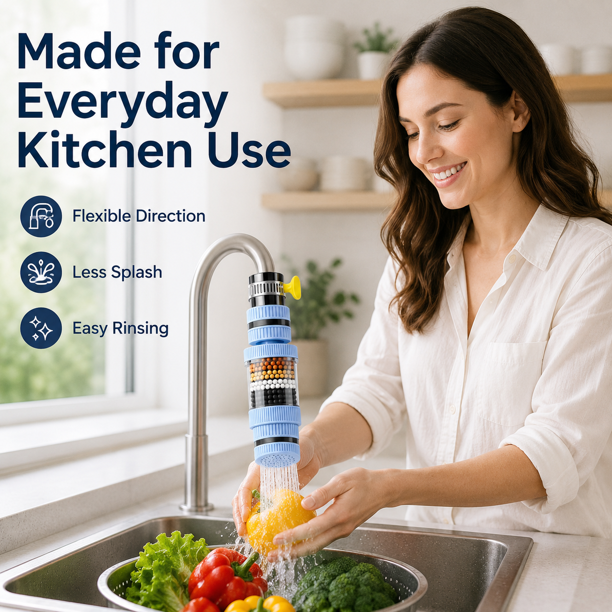 360° Rotating Faucet Filter – 6-Layer Filtration & Splash-Reducing Kitchen Sink Attachment