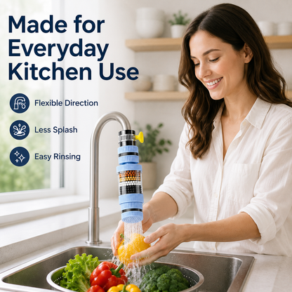 360° Rotating Faucet Filter – 6-Layer Filtration & Splash-Reducing Kitchen Sink Attachment