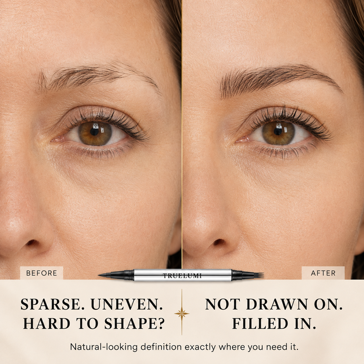 【Truelumi】 Original 4D Brush Tip Waterproof Microblading Eyebrow Pen, 2-in-1 Dual-Ended