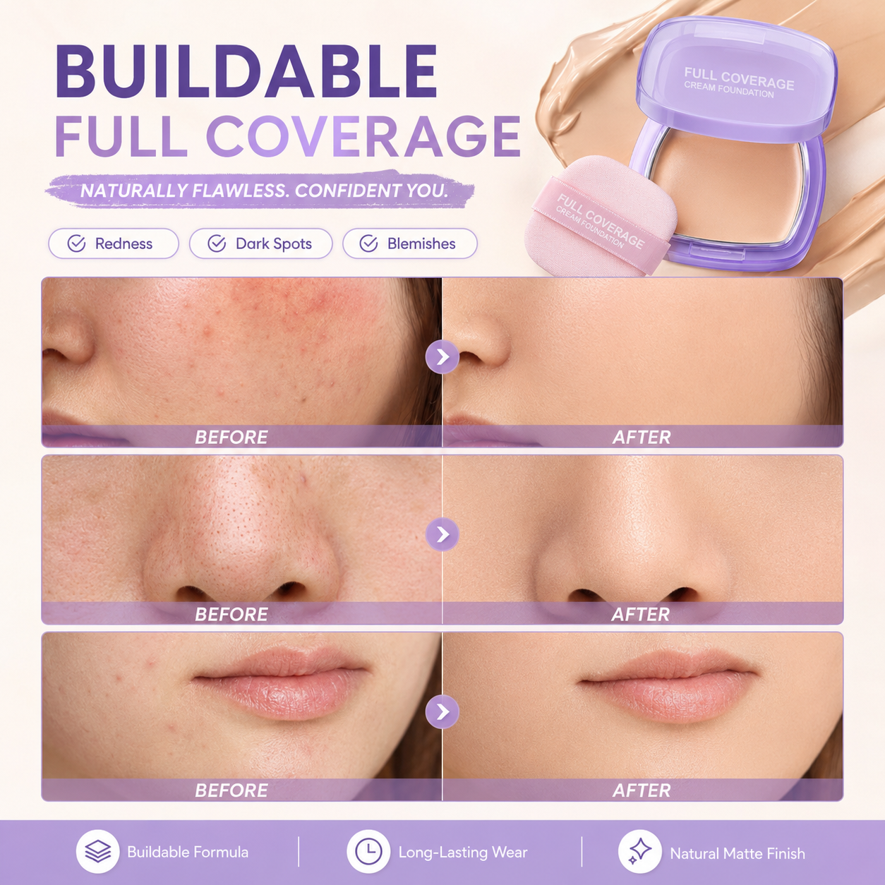 Skin-Perfecting Full Coverage Cream Foundation