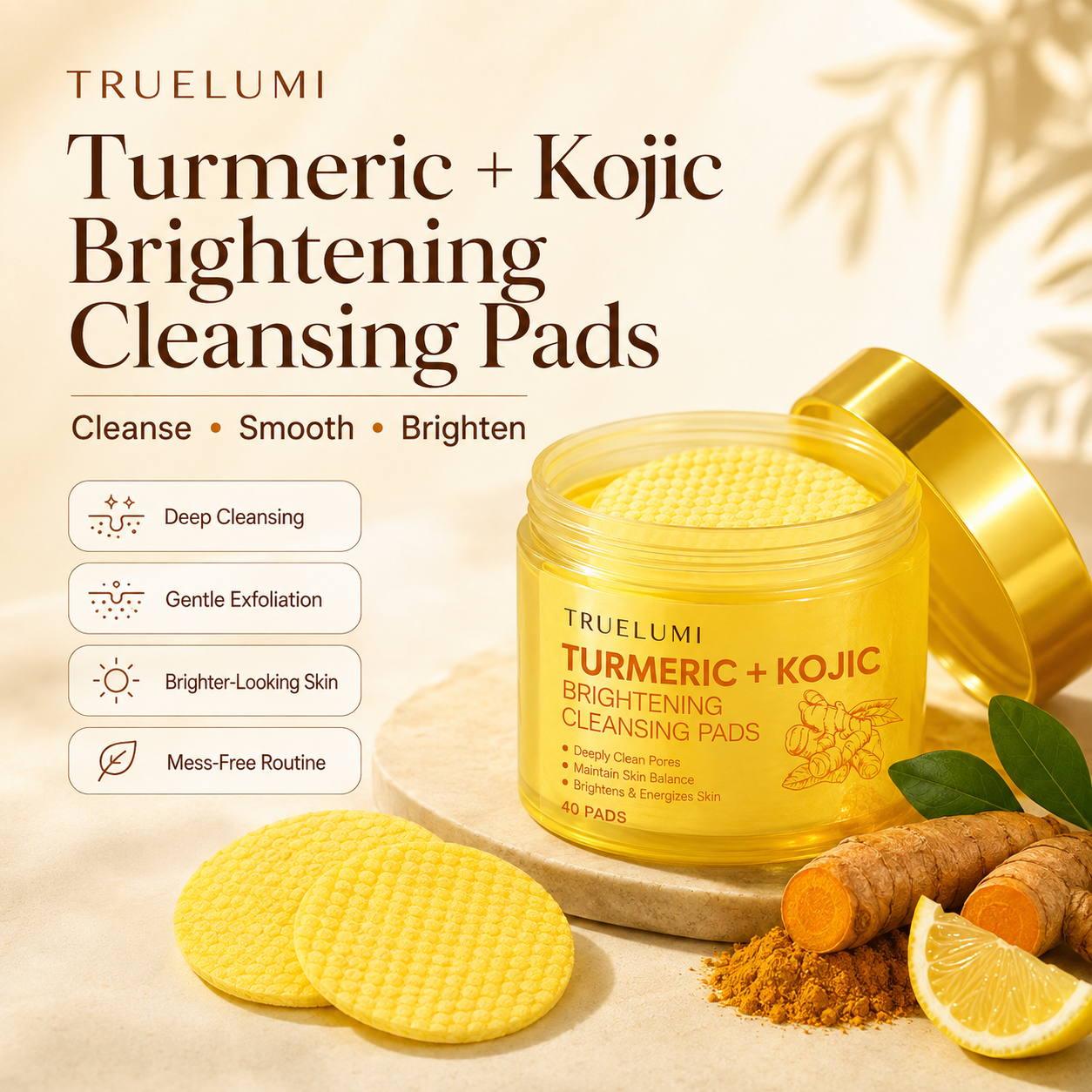 Truelumi Turmeric + Kojic Brightening Cleansing Pads