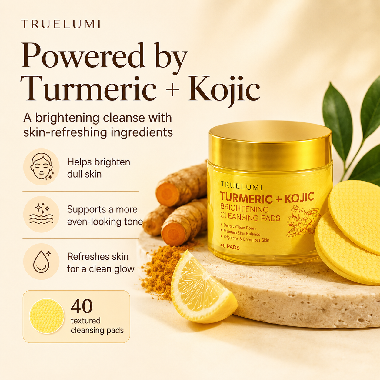 Truelumi Turmeric + Kojic Brightening Cleansing Pads