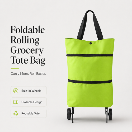 Foldable Rolling Grocery Tote Bag