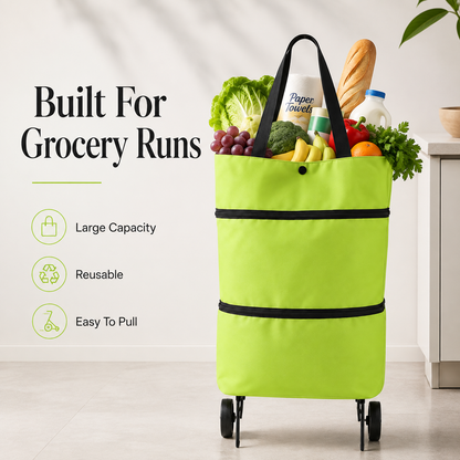 Foldable Rolling Grocery Tote Bag