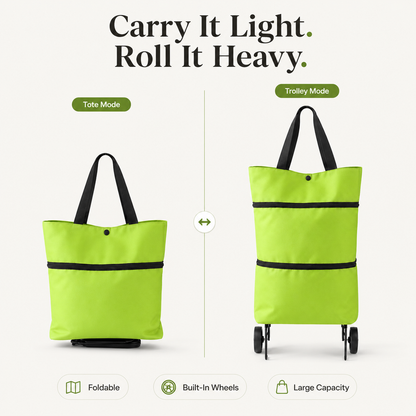Foldable Rolling Grocery Tote Bag
