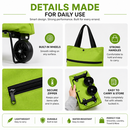 Foldable Rolling Grocery Tote Bag