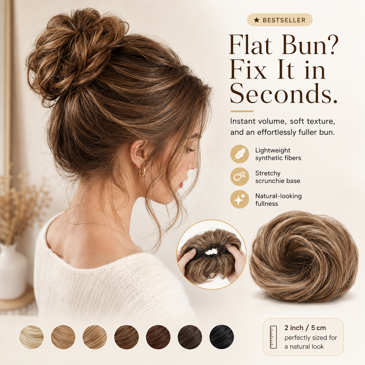 Messy Bun Hair Piece Scrunchie for Instant Volume