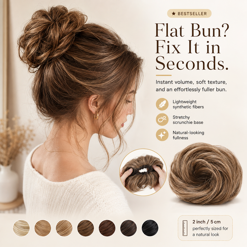 Messy Bun Hair Piece Scrunchie for Instant Volume