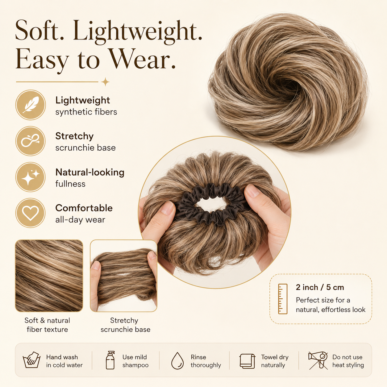 Messy Bun Hair Piece Scrunchie for Instant Volume