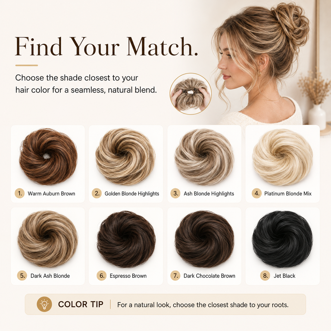 Messy Bun Hair Piece Scrunchie for Instant Volume