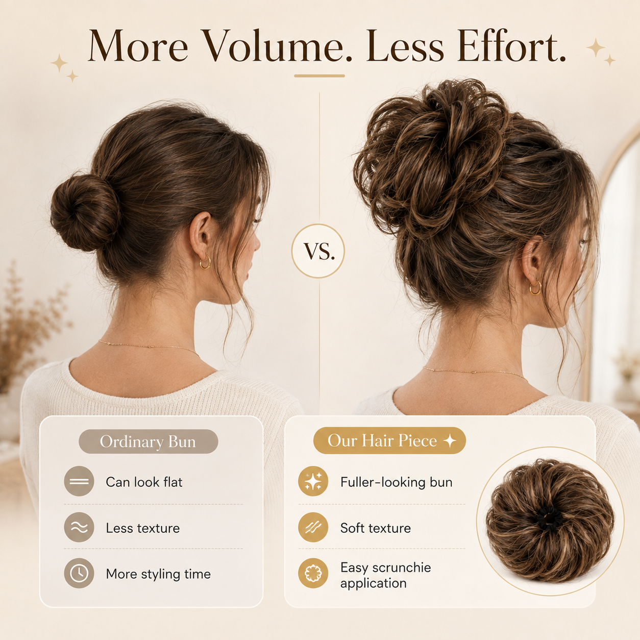 Messy Bun Hair Piece Scrunchie for Instant Volume