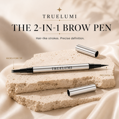 【Truelumi】 Original 4D Brush Tip Waterproof Microblading Eyebrow Pen, 2-in-1 Dual-Ended