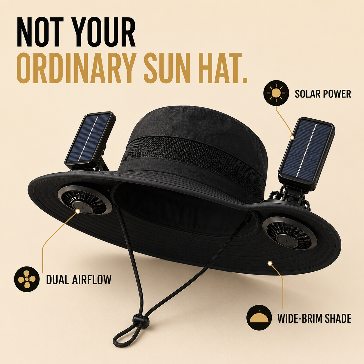 Solar Cooling Fan Hat