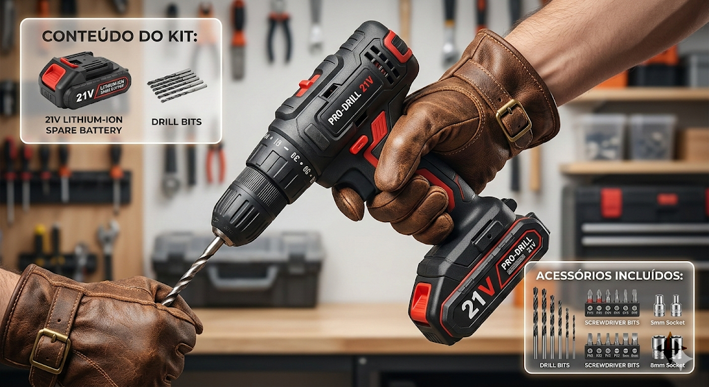 21V Cordless Power Drill Kit — High Torque, Dual Speed, Job-Ready Set