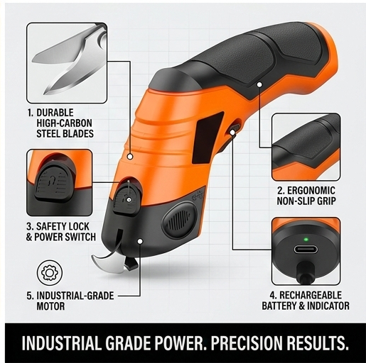 3.6V Cordless Electric Scissors — Fast, Clean Cuts for Fabric & More